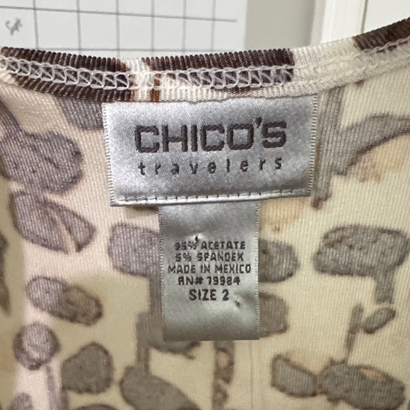 Chico's Travelers Tan and Black Patterned Tank Top NWT - Picture 2 of 8